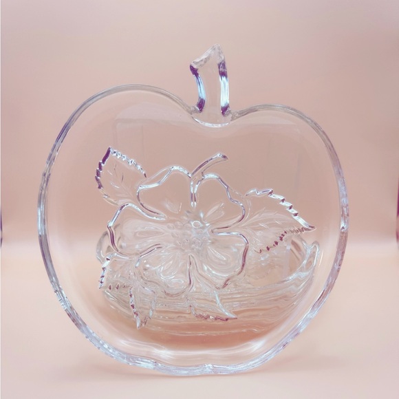 (4) Vintage 50s Hazel Atlas Orchard Apple Blossom Clear Glass Bread 6.25” Plates - Picture 2 of 9